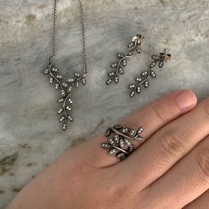 Pandora silver leaves full set